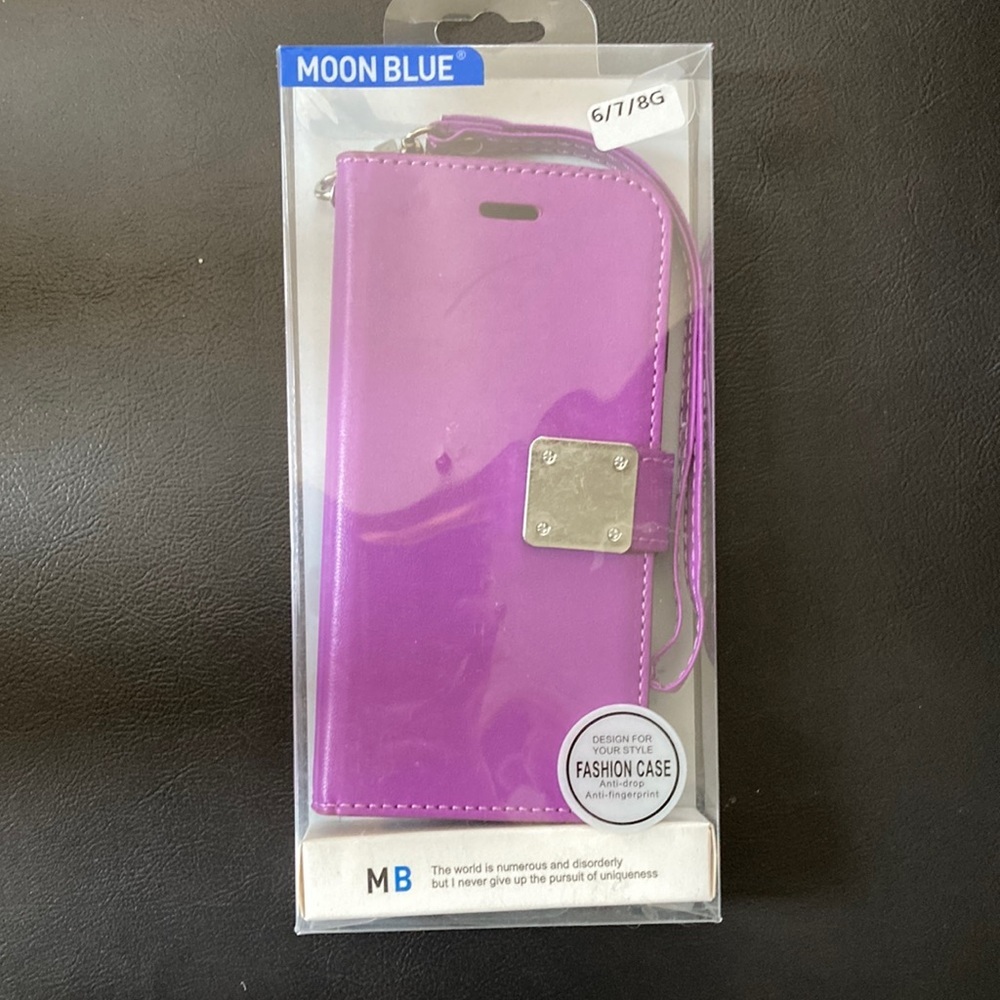I phone SE wallet case purple
